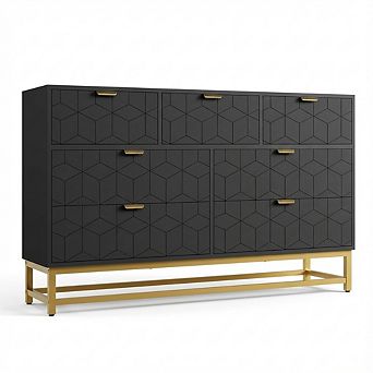 IDEALHOUSE Wide 7-Drawer Dresser with Grooved Design