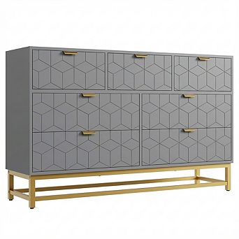 IDEALHOUSE Wide 7-Drawer Dresser with Grooved Design