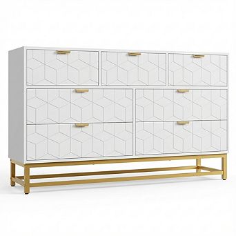 IDEALHOUSE Wide 7-Drawer Dresser with Grooved Design