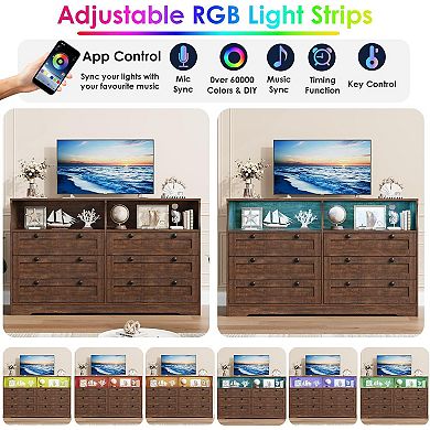 IDEALHOUSE Modern 6-Drawer Dresser with Power Outlet