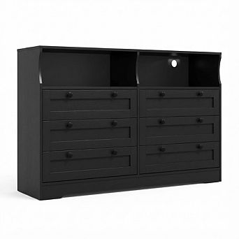 IDEALHOUSE Modern 6-Drawer Dresser with Power Outlet