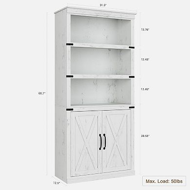 IDEALHOUSE Farmhouse Bookcase with Doors and Cabinet
