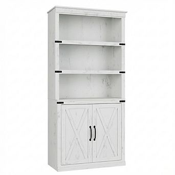 IDEALHOUSE Farmhouse Bookcase with Doors and Cabinet