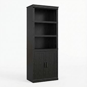 IDEALHOUSE Farmhouse Bookcase with Doors and Cabinet