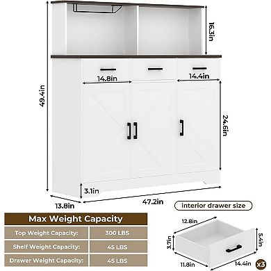 IDEALHOUSE Buffet Cabinet with Drawers and Doors