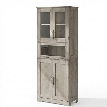 IDEALHOUSE Tall Storage Cabinet with Glass Doors