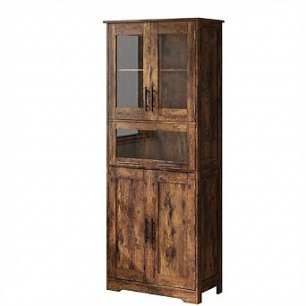 IDEALHOUSE Tall Storage Cabinet with Glass Doors