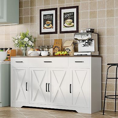 IDEALHOUSE Farmhouse Buffet Sideboard with Drawers