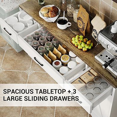 IDEALHOUSE Farmhouse Buffet Sideboard with Drawers