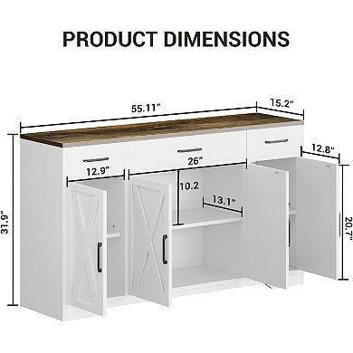 IDEALHOUSE Farmhouse Buffet Sideboard with Drawers