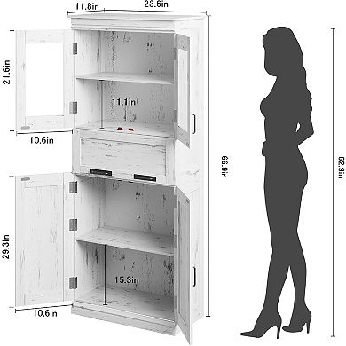 IDEALHOUSE Tall Bathroom Cabinet with 4 Doors