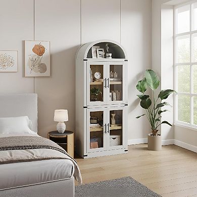 IDEALHOUSE Arched Bookcase with Glass Doors