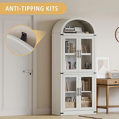 IDEALHOUSE Arched Bookcase with Glass Doors