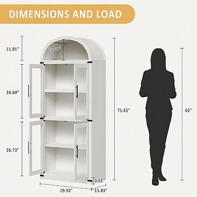 IDEALHOUSE Arched Bookcase with Glass Doors