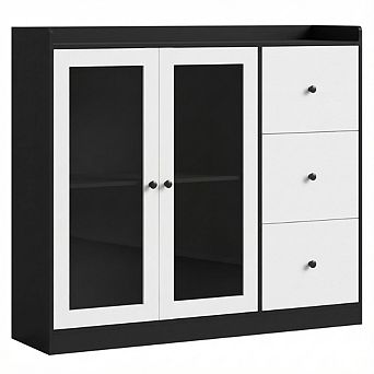 IDEALHOUSE Low Kitchen Storage Cabinet with Drawers