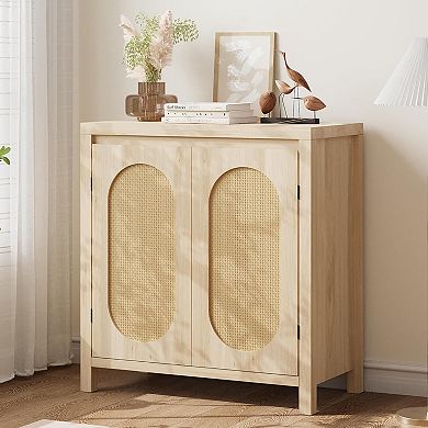 IDEALHOUSE Boho Rattan Accent Storage Cabinet