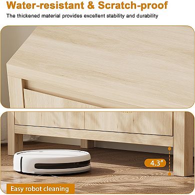 IDEALHOUSE Boho Rattan Accent Storage Cabinet