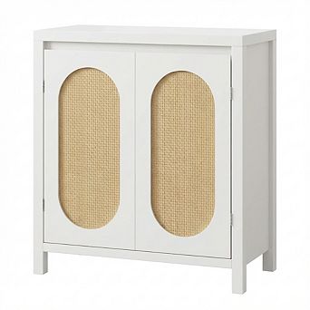 IDEALHOUSE Boho Rattan Accent Storage Cabinet
