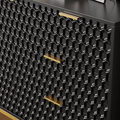 IDEALHOUSE Modern 7-Drawer Dresser with Honeycomb Design