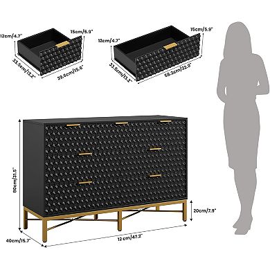IDEALHOUSE Modern 7-Drawer Dresser with Honeycomb Design