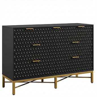 IDEALHOUSE Modern 7-Drawer Dresser with Honeycomb Design