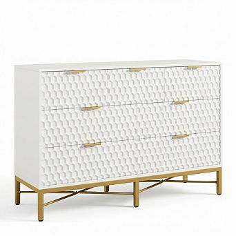 IDEALHOUSE Modern 7-Drawer Dresser with Honeycomb Design