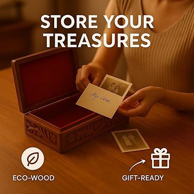 STORE INDYA Handmade Floral Carved Wooden Jewelry Box