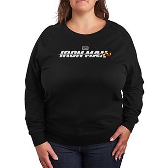 Plus Size Marvel Iron Man Logo French Terry Long Sleeve Tee