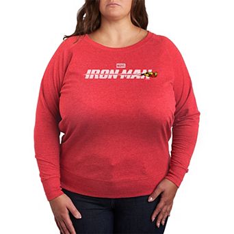 Plus Size Marvel Iron Man Logo French Terry Long Sleeve Tee