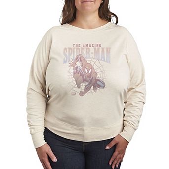 Plus Size Marvel The Amazing Spider-Man Distressed French Terry Long Sleeve Tee
