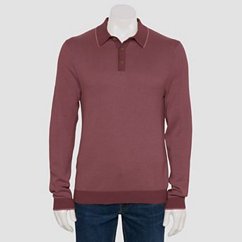 Men's Sonoma Goods For Life® Long Sleeve Birdseye Polo Sweater