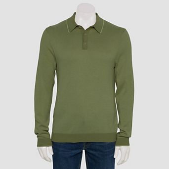 Men's Sonoma Goods For Life® Long Sleeve Birdseye Polo Sweater