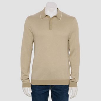Men's Sonoma Goods For Life® Long Sleeve Birdseye Polo Sweater