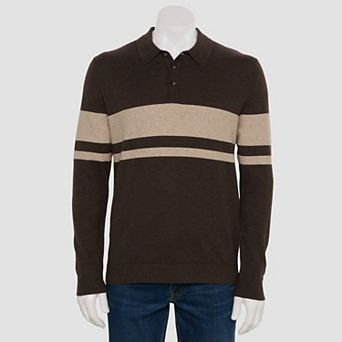 Men's Sonoma Goods For Life® Long Sleeve Striped Polo Sweater