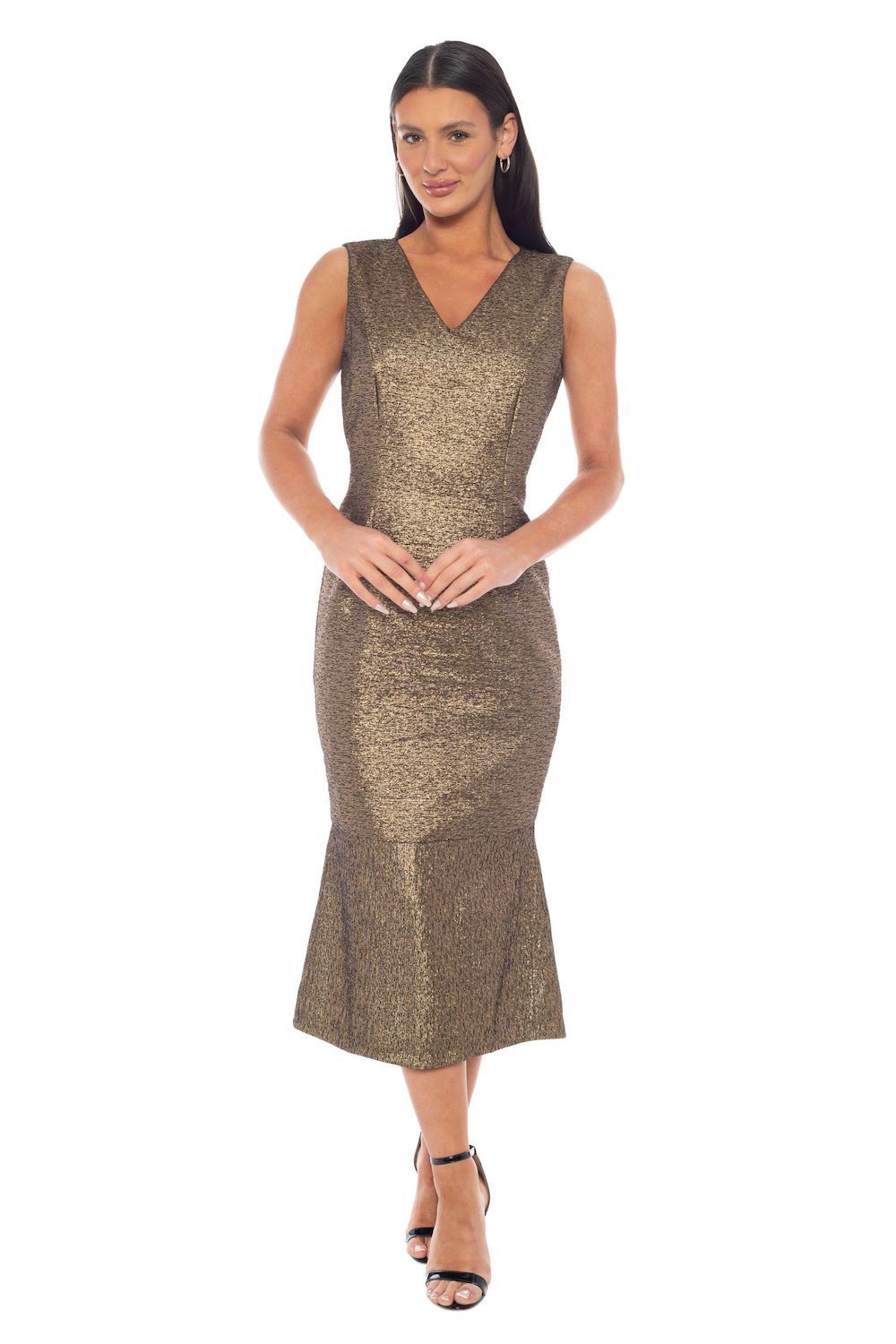 Женские платья Brocade V-Neck Slim Midi Dress