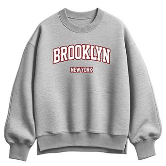 Women's Brooklyn, New York Collegiate Oversized Fleece Crew Sweatshirt