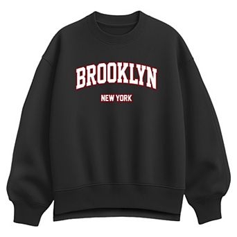 Women's Brooklyn, New York Collegiate Oversized Fleece Crew Sweatshirt