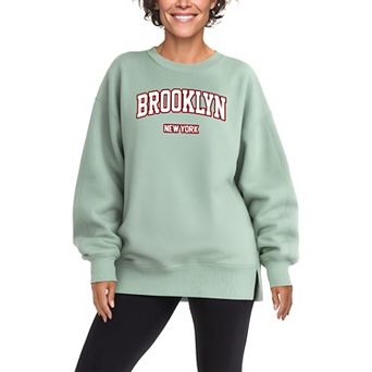 Women's Brooklyn, New York Collegiate Oversized Fleece Crew Sweatshirt