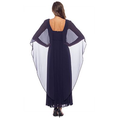 Women's Capelet Pleat Chiffon Dress