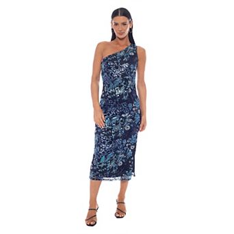 Women's Oleg Cassini One Shoulder Embroidered Maxi Dress