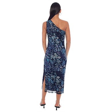 Women's Oleg Cassini One Shoulder Embroidered Maxi Dress