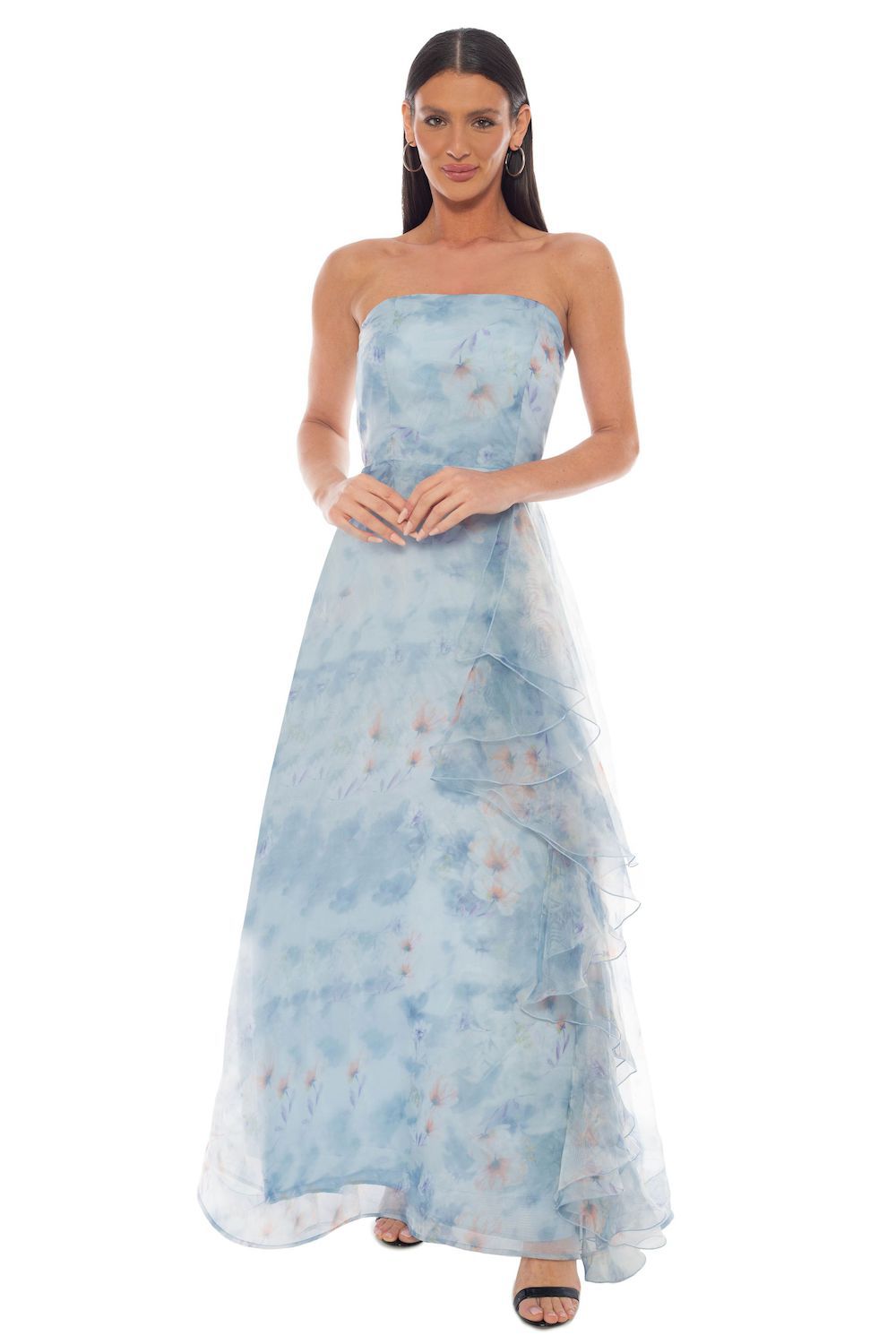 Женские юбки Strapless Floral Ruffle Skirt Gown