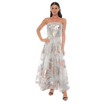 Women's Strapless Organza Burn Out Gown