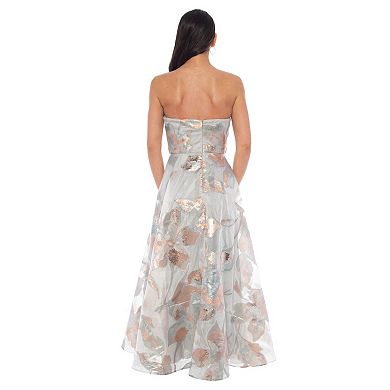 Women's Strapless Organza Burn Out Gown