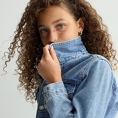 Girls 7-16 Gogo Star Embroidered Bow Back Denim Jacket