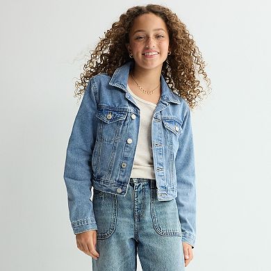 Girls 7-16 Gogo Star Embroidered Bow Back Denim Jacket
