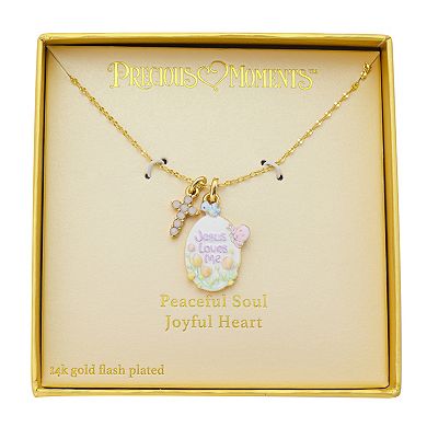 Precious Moments 14k Gold Flash Plated "Jesus Loves Me" Pendant Necklace