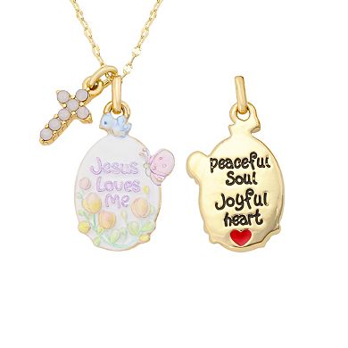 Precious Moments 14k Gold Flash Plated "Jesus Loves Me" Pendant Necklace