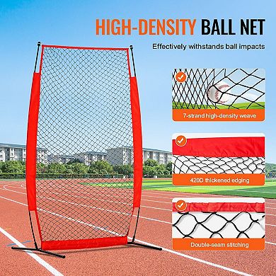 Portable 7×4 ft Pitching Net with Fiberglass Poles and Steel Bases