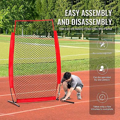 Portable 7×4 ft Pitching Net with Fiberglass Poles and Steel Bases